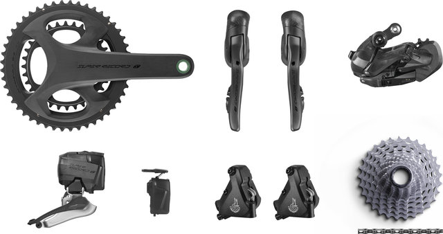 Campagnolo Super Record S Wireless Gruppe 2x12-fach 32-48 - schwarz-matt/Anlöt/10-27/Campagnolo/Campagnolo/172,5 mm/ohne