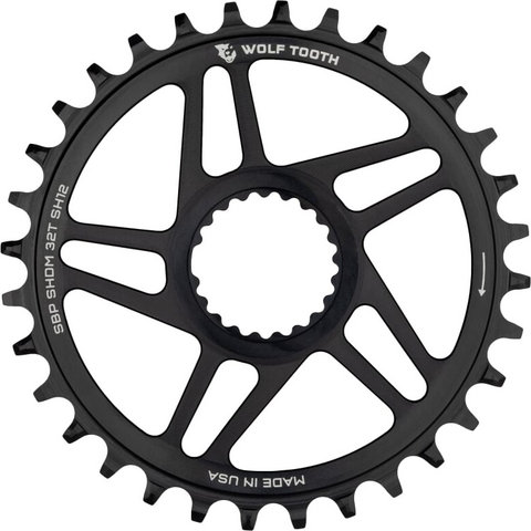Wolf Tooth Components Direct Mount Boost Kettenblatt Shimano für HG+ 12-fach Kette - black/32 Z
