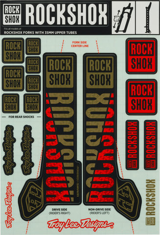 RockShox Troy Lee Designs Decal Kit f.Pike/Lyrik/Yari/Domain/Revelation c. 2018 - gold-orange