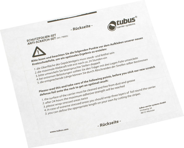 tubus Set de Films Protecteurs pour Porte-Bagages Tubus - transparent tubus Set de Films Protecteurs pour Porte-Bagages Tubus - transparent