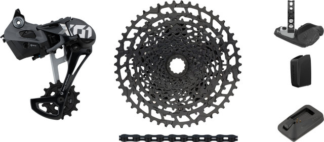 SRAM Kit de Mise à Niveau X01 Eagle AXS 1x12vit. avec Cassette pour Shimano - black - XX1 black/Shimano VTT/14 dents/Shimano MTB/aucun/11-50/aucun/sans
