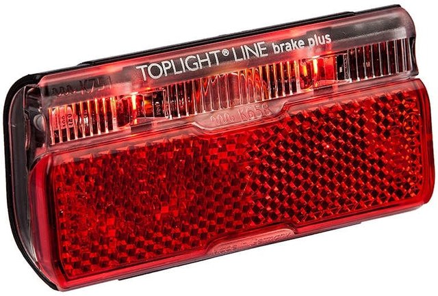 Luz trasera con luz de freno Toplight Line Brake Plus LED c. ap. StVZO - rojo-negro/50 mm