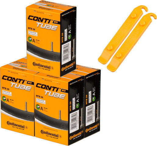 Continental Schlauch MTB 26 - 5 Stück + 2 Reifenheber gratis - universal/33-622 bis 46-622/AV/26 x 1,75-2,50 AV 40 mm/40 mm