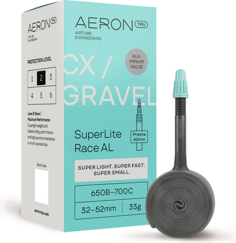 Aeron CX/Gravel - SuperLite Race AL 27,5" - 28" TPU Schlauch - grau | 32-584 bis 52-622 | SV | 42 mm