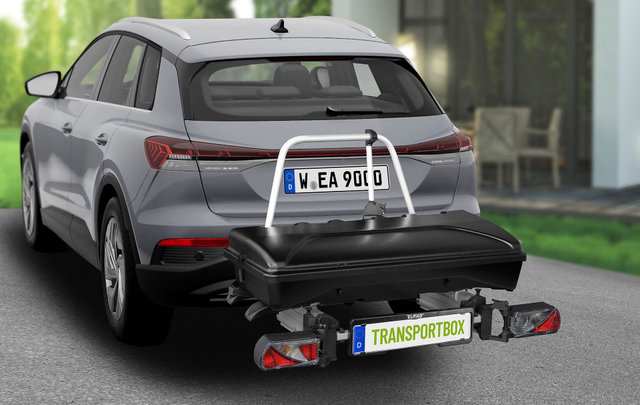 Eufab Caja de transporte para portabicicletas 350 L - negro-negro