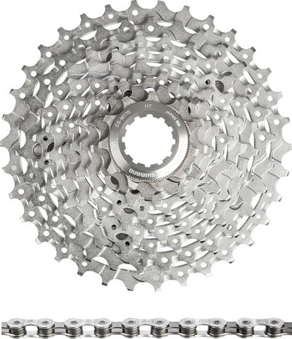 Shimano XT CS-M770 Cassette + CN-HG93 9-speed Chain Wear & Tear Set - silver/114/11-34