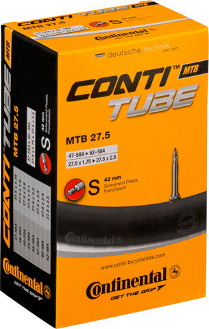 Continental Chambre à Air VTT 27,5 - universal | 47-584 à 62-584 | Valve Presta (SV) | 27,5 x 1,75-2,4 SV 42 mm | 42 mm