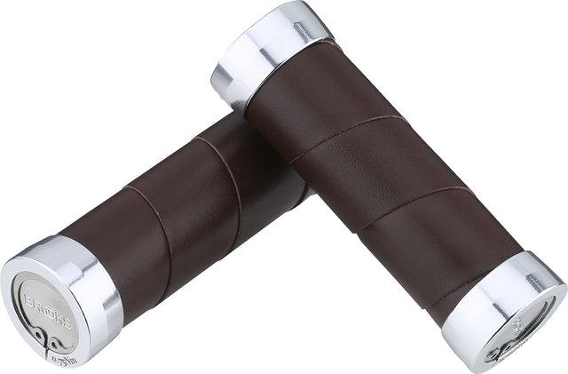 Brooks Slender leather handlebar grips for twist shifters on both sides Mod. 2023 - brown/100 mm