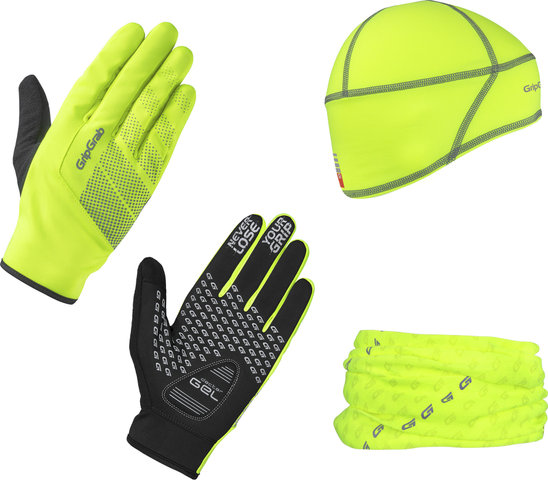 GripGrab Hi-Vis Cycling Essentials Winter-Bundle - yellow hi-vis/M