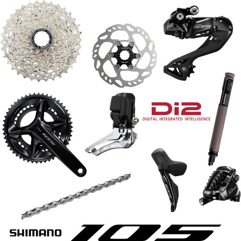 Shimano Complete group 105 Di2 R7170 2x12-speed - black | 34-50 | 11-34 | 172,5 mm