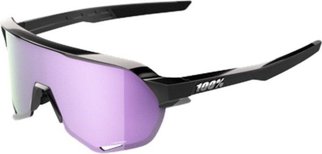 100% Gafas deportivas polarizadas S2 HiPER - polished black | hiper polarized lavender mirror