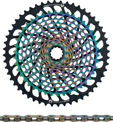 SRAM Kit d'Usure Cassette XX1 Eagle XG-1299 + Chaîne PC XX1 Eagle 12vit. - rainbow - XX1 rainbow/126/10-52