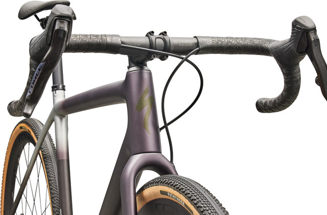 Specialized Bicicleta de gravel de carbono Crux Pro Force XPLR AXS de 28" - satin nebula metallic shadow silver-laurel green metallic smoke | 28" | 50 mm | 170,0 mm | S