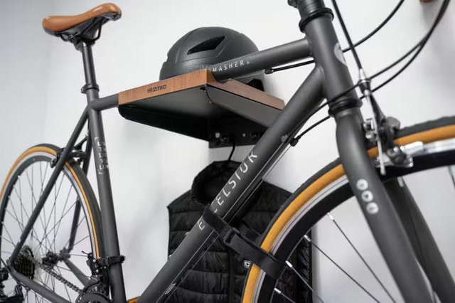 CONTEC Wall display bikeArt Shelf - schwarz-walnuss