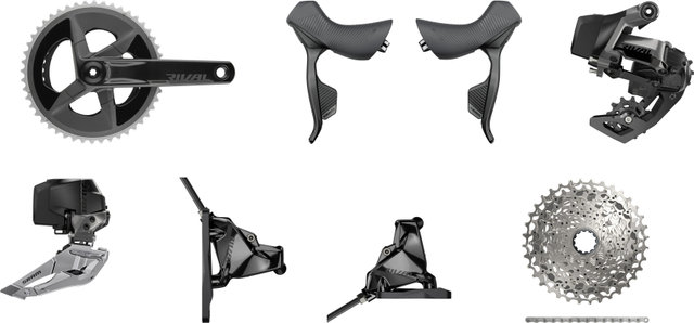 SRAM Groupe Rival eTap AXS HRD FM 2x12 vitesses 35-48 - black/SRAM XDR/10-36/SRAM XDR/À braser/172,5 mm/sans