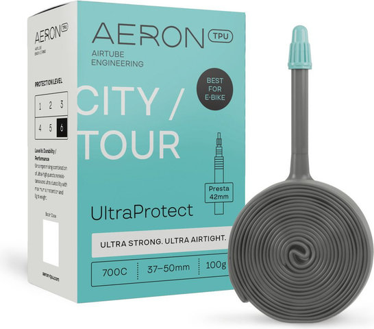 Aeron Ciudad/Tour - UltraProtect / 37-50 / 700C Tubo TPU - gris | Válvula Presta (SV) | 37-622 a 50-622 | 42 mm