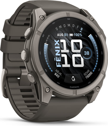 Garmin fēnix 9 AMOLED Sapphire DLC Titan 51 mm Multisport-Smartwatch - kieselgrau-titan