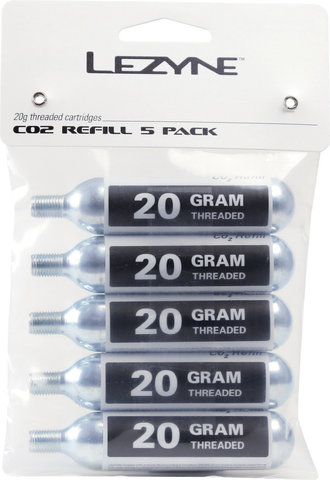 Lezyne 20g CO2 Ersatzkartuschen - 5er Packung - silber