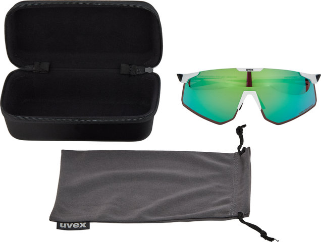 uvex Lunettes de Sport pace perform S CV - white mat/glossy green