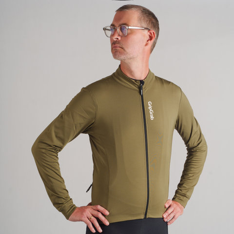 GripGrab RIDE Thermal Long Sleeve Trikot - olive green/M