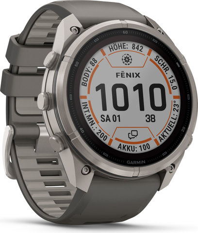 Garmin fēnix 9 Pro – inReach Solar 51 mm Titan Multisport-Smartwatch - kieselgrau-titan
