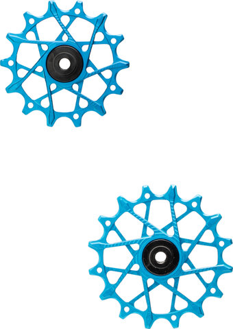Garbaruk Juego de Poleas 14 + 16 Dientes para Shimano de 12 Velocidades - blue | 14 dientes (polea guía), 16 dientes (polea tensora)