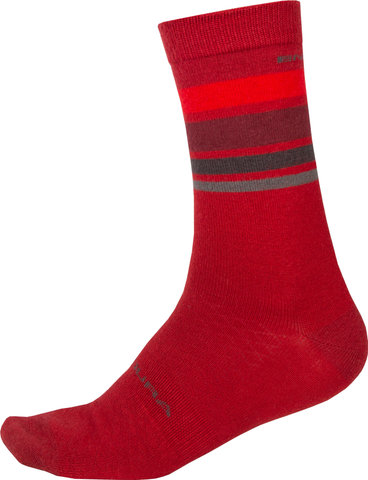Endura Chaussettes à rayures BaaBaa Merino - red | 37 - 42