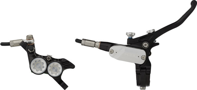 Hope Tech 4 V4 v+h Set Scheibenbremse mit Kunststoffleitung - black-silver/Set/links/rechts (seitenspezifisch)