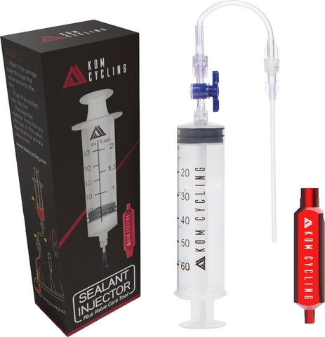 KOM Cycling Inyector Tubeless - Herramienta de válvula de plástico Set de jeringa - claro-estampado