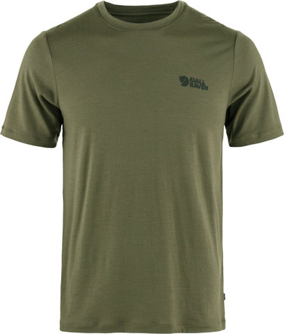 Fjällräven Camiseta Abisko Wool Logo - laurel green | L