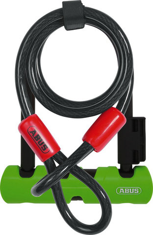 ABUS Ultra Mini 410 U-Lock w/ Looped Cable - black-green/8 x 14 cm