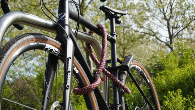 tex-lock Eyelet chain lock + D-lock shackle lock - chateau red