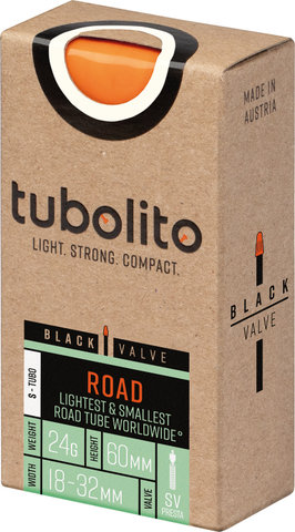 tubolito Tubo-S-Road-700C cámara de aire 28" modelo 2025 - black/18/32-622 SV 60 mm/Válvula Presta (SV)/18-622 hasta 32-622/60 