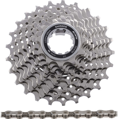 Shimano 105 Kassette CS-5700 + Kette CN-6701 10-fach Verschleißset - silber/11-25
