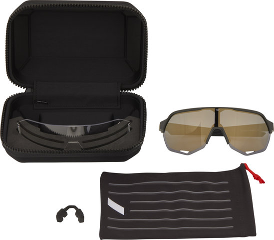 100% S2 Mirror Sports Glasses - matte black | soft gold mirror