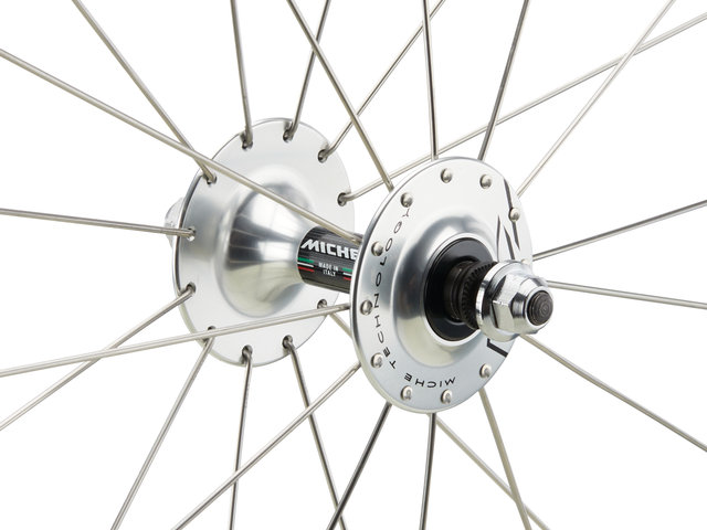 Miche Set de Roues pour Piste Pistard - noir-argenté/Non Boost/Non Boost/100 mm/28"/Pignon à vis/100 mm/Roue libre filetée/100 mm/120 mm