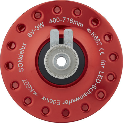 SON Deluxe Disc Center Lock Hub Dynamo - red/32 hole