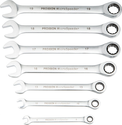 Proxxon MicroSpeeder Combination Wrench Set, 7 Pieces, Standard Version - silver-black