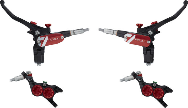Hope Tech 4 E4 v+h Set Scheibenbremse mit Stahlflexleitung - black-red/Set/links/rechts (seitenspezifisch)