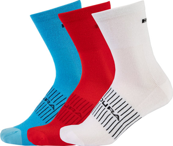Endura Chaussettes Coolmax Race - paquet de 3 - white-red-blue | 37 - 42