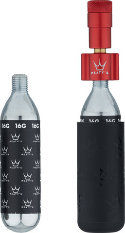 Peaty's Holeshot CO2 Tyre Inflator Kit CO2 cartridge pump + 16 g cartridge - red