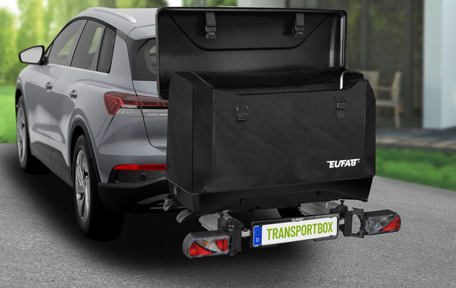Eufab Caja de transporte para portabicicletas 350 L - negro-negro