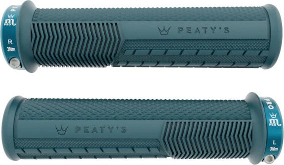 Peaty's Poignées de guidon Monarch Pro Grip Knurl Lock-On - storm blue | 32 - 34 mm
