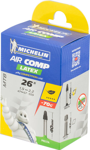 Michelin C4 Aircomp Latex MTB inner tube for 26" tyres - universal/47-559 to 57-559/Presta Valve (SV)/47/57-559 Presta 40 mm/40 mm
