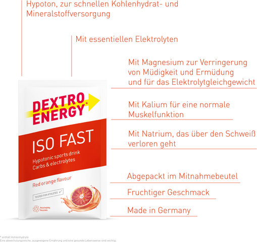 Dextro Energy IsoFast Electrolyte Drink Powder Sachets - 12 Pack - red orange | red orange