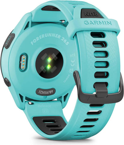 Garmin Forerunner 265 Smartwatch mit Schnellwechsel-Silikon-Armband 22 mm - türkisblau-schwarz