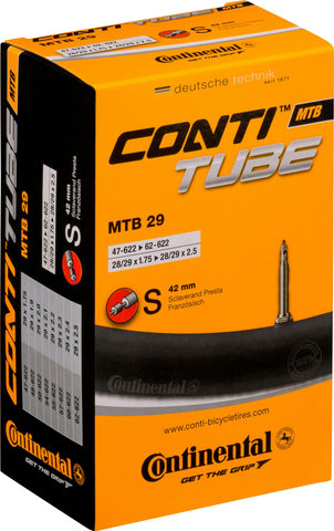 Continental Chambre à Air VTT 29 - universal | Valve Presta (SV) | 28-29 x 1,75-2,5 SV 42 mm | 47-622 à 62-622 | 42 mm