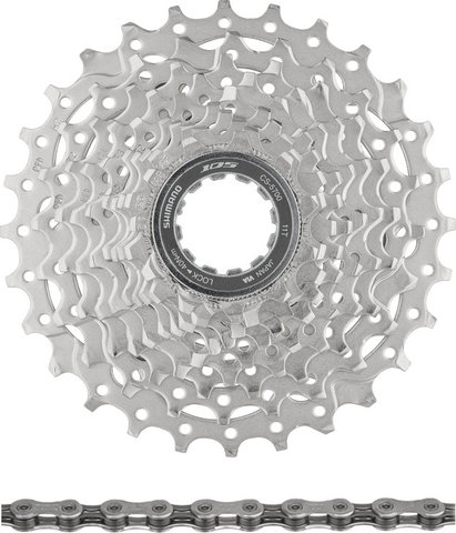 Shimano 105 Kassette CS-5700 + Kette CN-6701 10-fach Verschleißset - silber/11-28