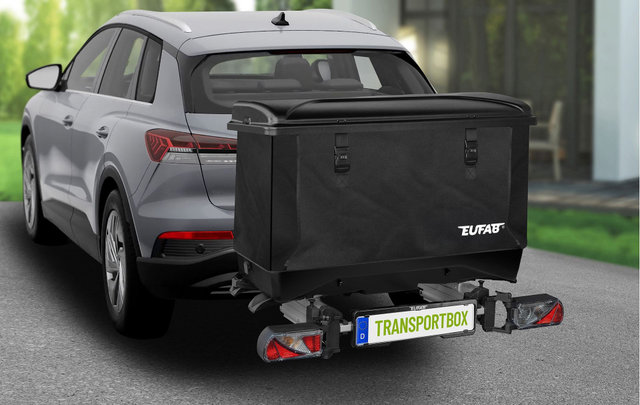 Eufab Caja de transporte para portabicicletas 350 L - negro-negro
