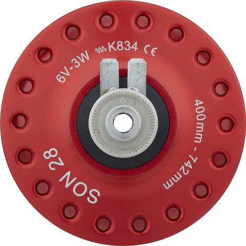 SON 28 disc center lock hub dynamo - red/36 hole